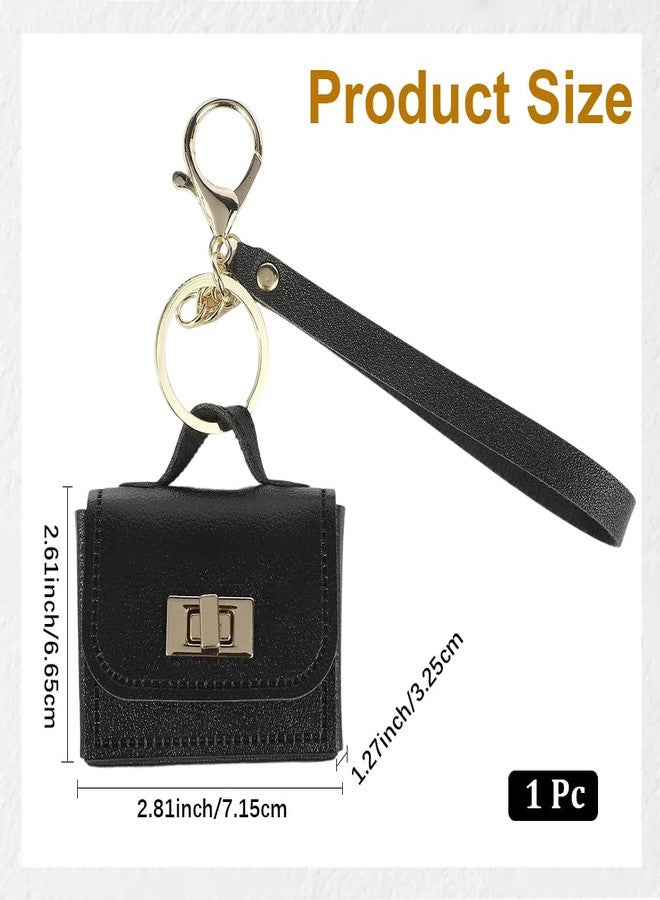 CALFOVERA Mini PU Leather Handbag Keychain Miniature Change Pouch Coin Purse Pendants with Key Ring Headset Bag Small Headphone Bag Keychain Charm Accessories for Women Purse Handbag Decor (Black) - Image 2